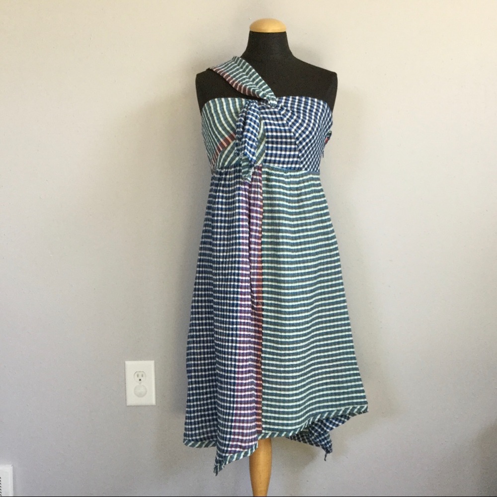 NWT Anthropologie Plaid One Shoulder Dress